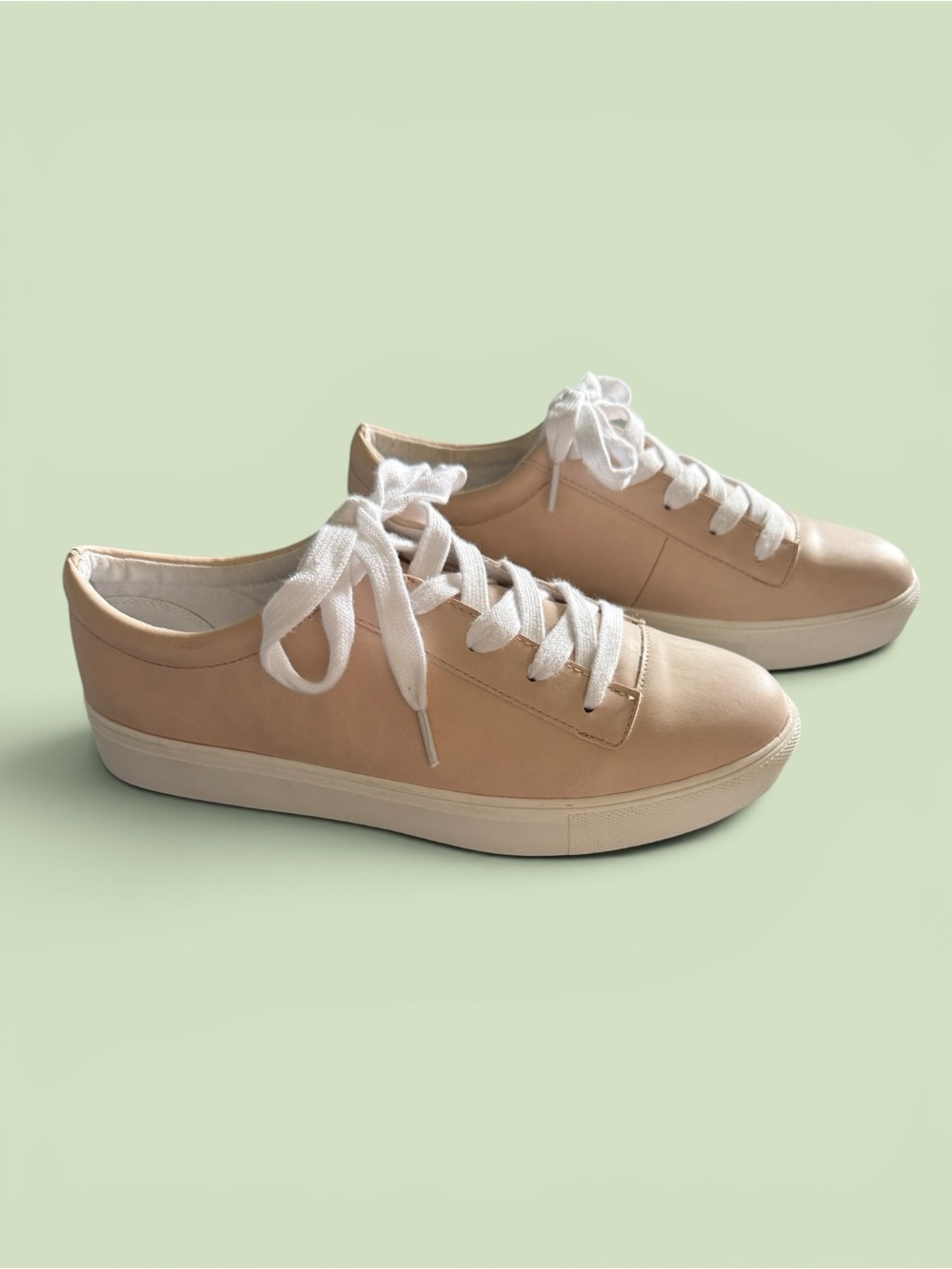 MIA Beige Lace-Up Casual Sneakers with White Laces